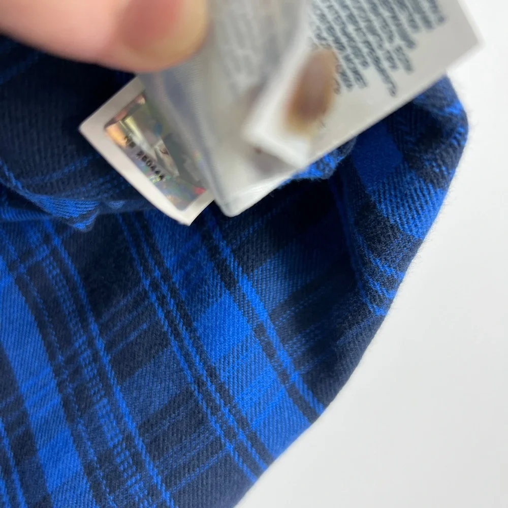 The North Face Mens Blue Plaid Flannel‎ Long Sleeve Button Down Shirt Small